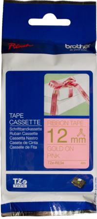 brother-tzere34-gold-print-on-pink-tape-labelling-tape
